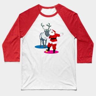 Santa Claus and Reindeer Baseball T-Shirt